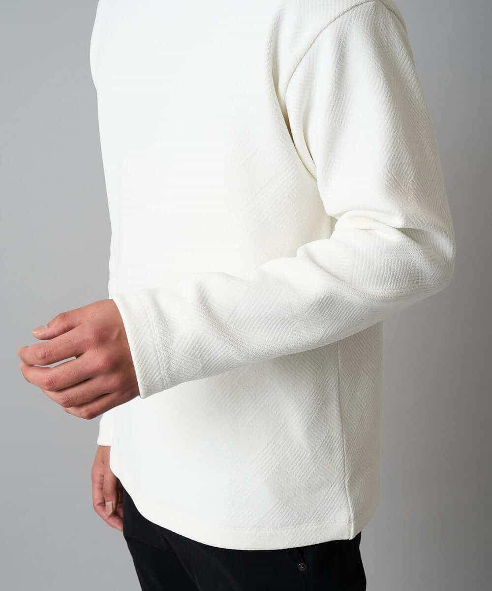 KHKAD62049 a.v.v MEN(アー・ヴェ・ヴェ) 【洗濯機で洗える】モール幾何ジャカードクルーネックプルオーバー ライトグレー