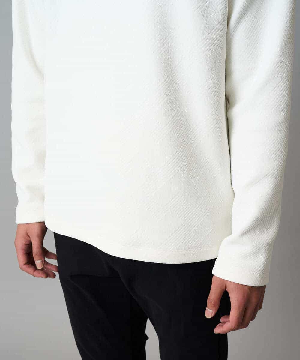 KHKAD62049 a.v.v MEN(アー・ヴェ・ヴェ) 【洗濯機で洗える】モール幾何ジャカードクルーネックプルオーバー ライトグレー