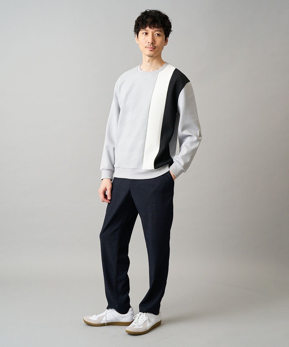 KHKAD64054 a.v.v MEN(アー・ヴェ・ヴェ) 【イージーケア/洗濯機で洗える】フクレジャカード縦切替プルオーバー ライトグレー