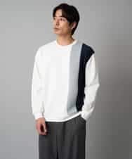 KHKAD64054 a.v.v MEN(アー・ヴェ・ヴェ) 【イージーケア/洗濯機で洗える】フクレジャカード縦切替プルオーバー ホワイト