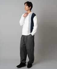 KHKAD64054 a.v.v MEN(アー・ヴェ・ヴェ) 【イージーケア/洗濯機で洗える】フクレジャカード縦切替プルオーバー ホワイト