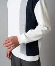 KHKAD64054 a.v.v MEN(アー・ヴェ・ヴェ) 【イージーケア/洗濯機で洗える】フクレジャカード縦切替プルオーバー ホワイト