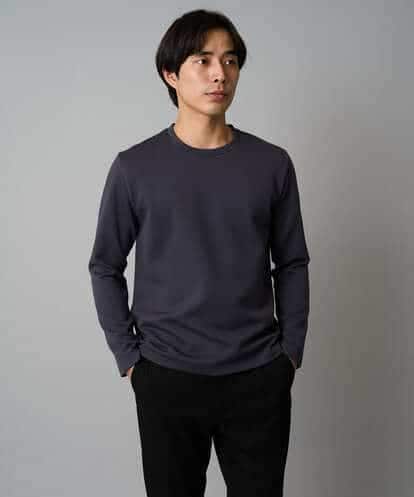 KHKAD79049 a.v.v MEN 【イージーケア/毛玉になりにくい】バスケットジャカードクルーネックスマートTシャツ【洗濯機で洗える】<ON/OFF SERIES>