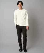 KHKAD79049 a.v.v MEN(アー・ヴェ・ヴェ) 【イージーケア/毛玉になりにくい】バスケットジャカードクルーネックスマートTシャツ【洗濯機で洗える】<ON/OFF SERIES> ダークグレー