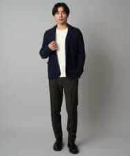 KHKAD79049 a.v.v MEN(アー・ヴェ・ヴェ) 【イージーケア/毛玉になりにくい】バスケットジャカードクルーネックスマートTシャツ【洗濯機で洗える】<ON/OFF SERIES> ダークグレー