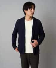 KHKAD79049 a.v.v MEN(アー・ヴェ・ヴェ) 【イージーケア/毛玉になりにくい】バスケットジャカードクルーネックスマートTシャツ【洗濯機で洗える】<ON/OFF SERIES> ダークグレー