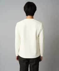 KHKAD79049 a.v.v MEN(アー・ヴェ・ヴェ) 【イージーケア/毛玉になりにくい】バスケットジャカードクルーネックスマートTシャツ【洗濯機で洗える】<ON/OFF SERIES> ダークグレー