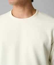 KHKAD79049 a.v.v MEN(アー・ヴェ・ヴェ) 【イージーケア/毛玉になりにくい】バスケットジャカードクルーネックスマートTシャツ【洗濯機で洗える】<ON/OFF SERIES> ダークグレー