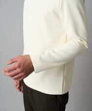 KHKAD79049 a.v.v MEN(アー・ヴェ・ヴェ) 【イージーケア/毛玉になりにくい】バスケットジャカードクルーネックスマートTシャツ【洗濯機で洗える】<ON/OFF SERIES> ダークグレー