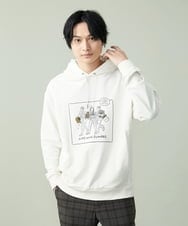 KHKCS35059 a.v.v MEN(アー・ヴェ・ヴェ) 【イラストレーターコラボ】プリントパーカー アイボリー