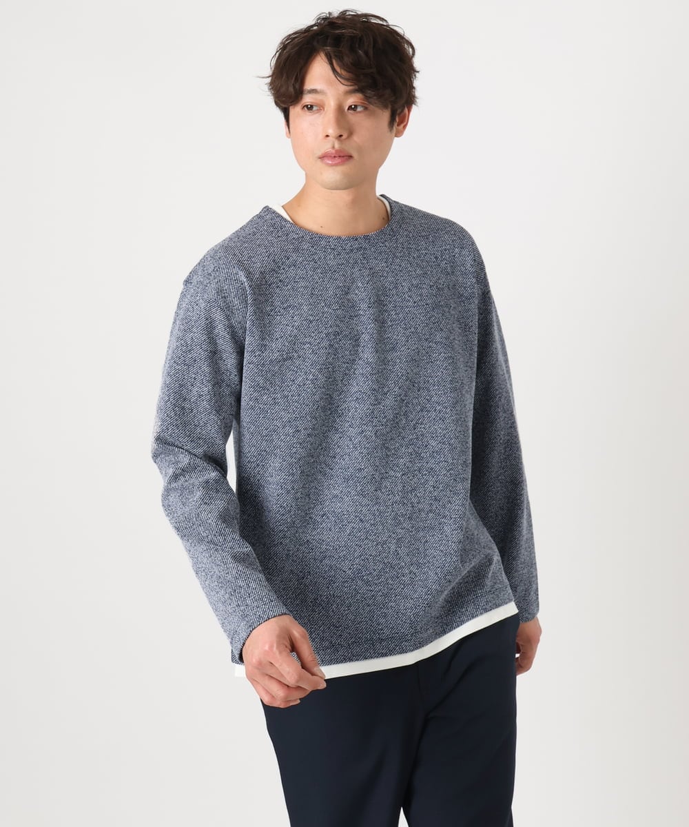 KHKEA04044 a.v.v MEN(アー・ヴェ・ヴェ) 【イージーケア/毛玉になりにくい】ツイルシャンブレーフェイクレイヤードカットソー ライトグリーン