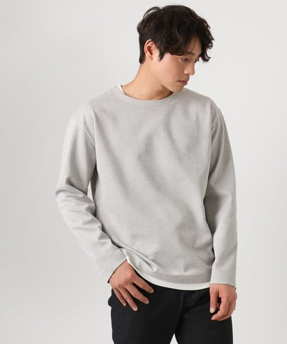 KHKEA04044 a.v.v MEN 【イージーケア/毛玉になりにくい】ツイルシャンブレーフェイクレイヤードカットソー