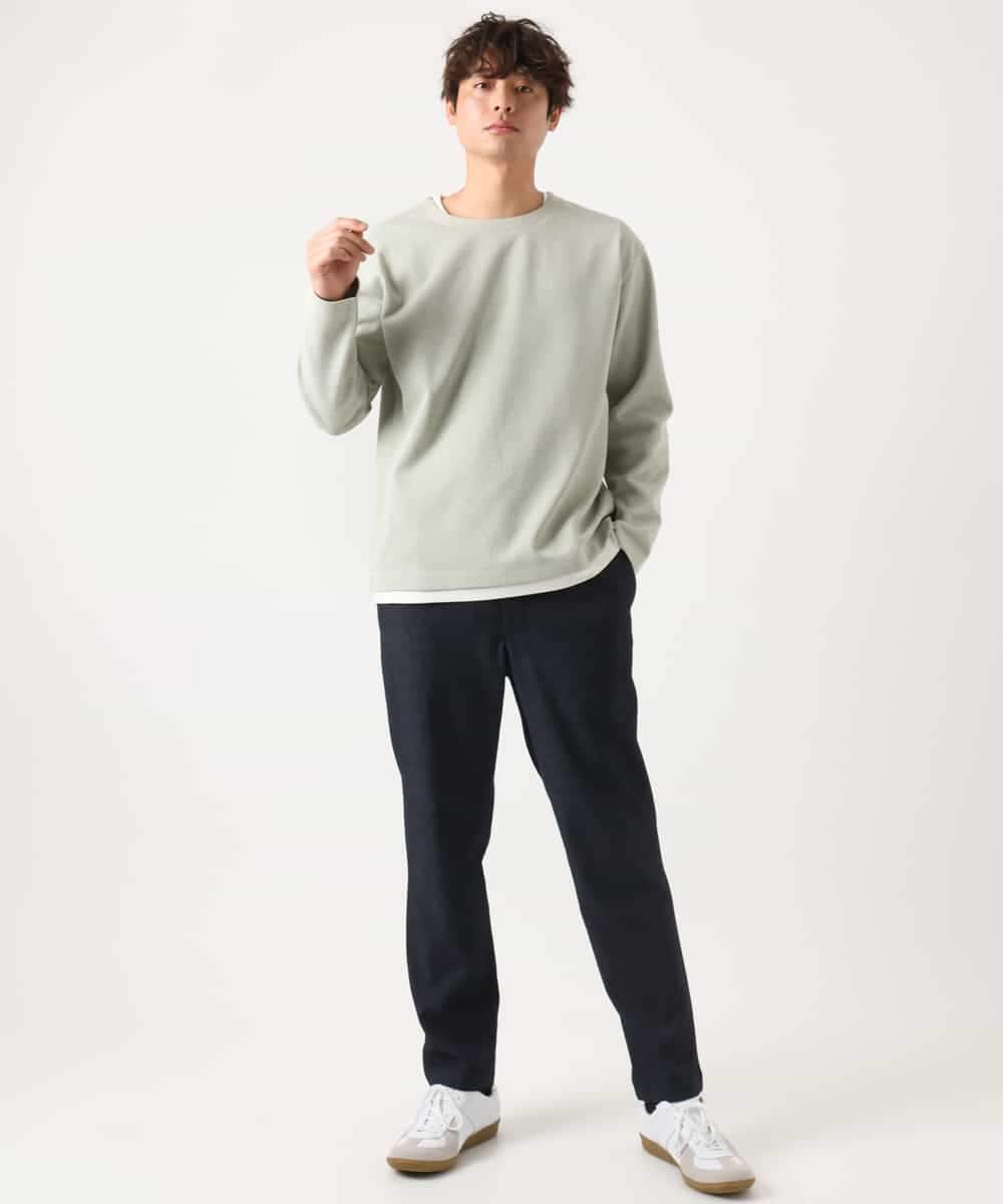 KHKEA04044 a.v.v MEN(アー・ヴェ・ヴェ) 【イージーケア/毛玉になりにくい】ツイルシャンブレーフェイクレイヤードカットソー ライトグリーン
