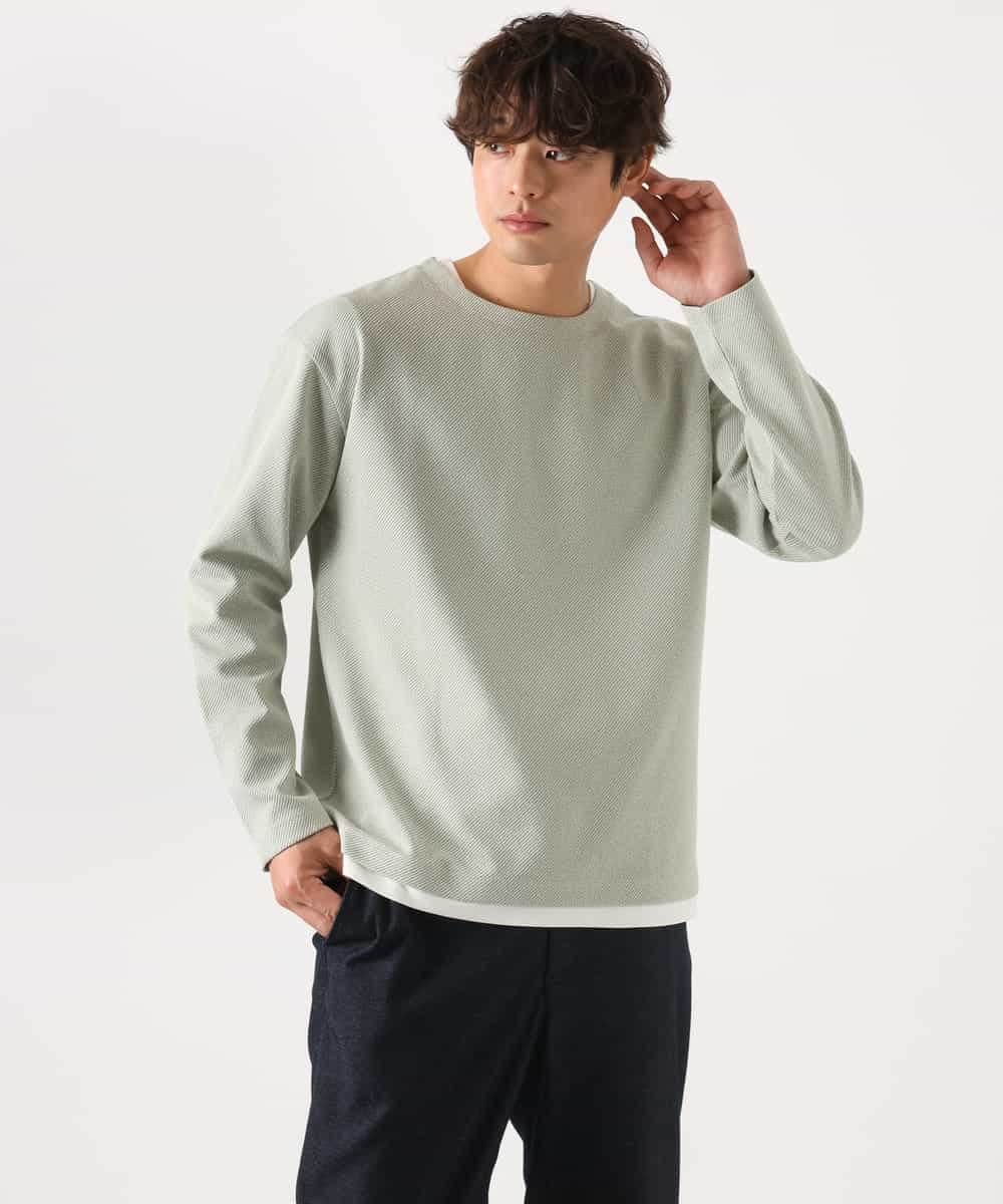 KHKEA04044 a.v.v MEN(アー・ヴェ・ヴェ) 【イージーケア/毛玉になりにくい】ツイルシャンブレーフェイクレイヤードカットソー ライトグリーン
