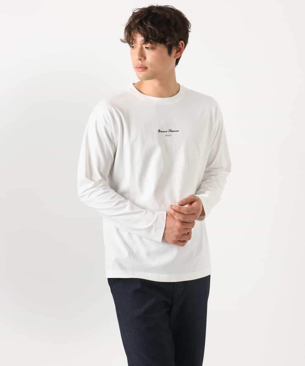 KHKEA07034 a.v.v MEN(アー・ヴェ・ヴェ) 【コットン100％】ミニロゴプリントロングTシャツ ダークグレー
