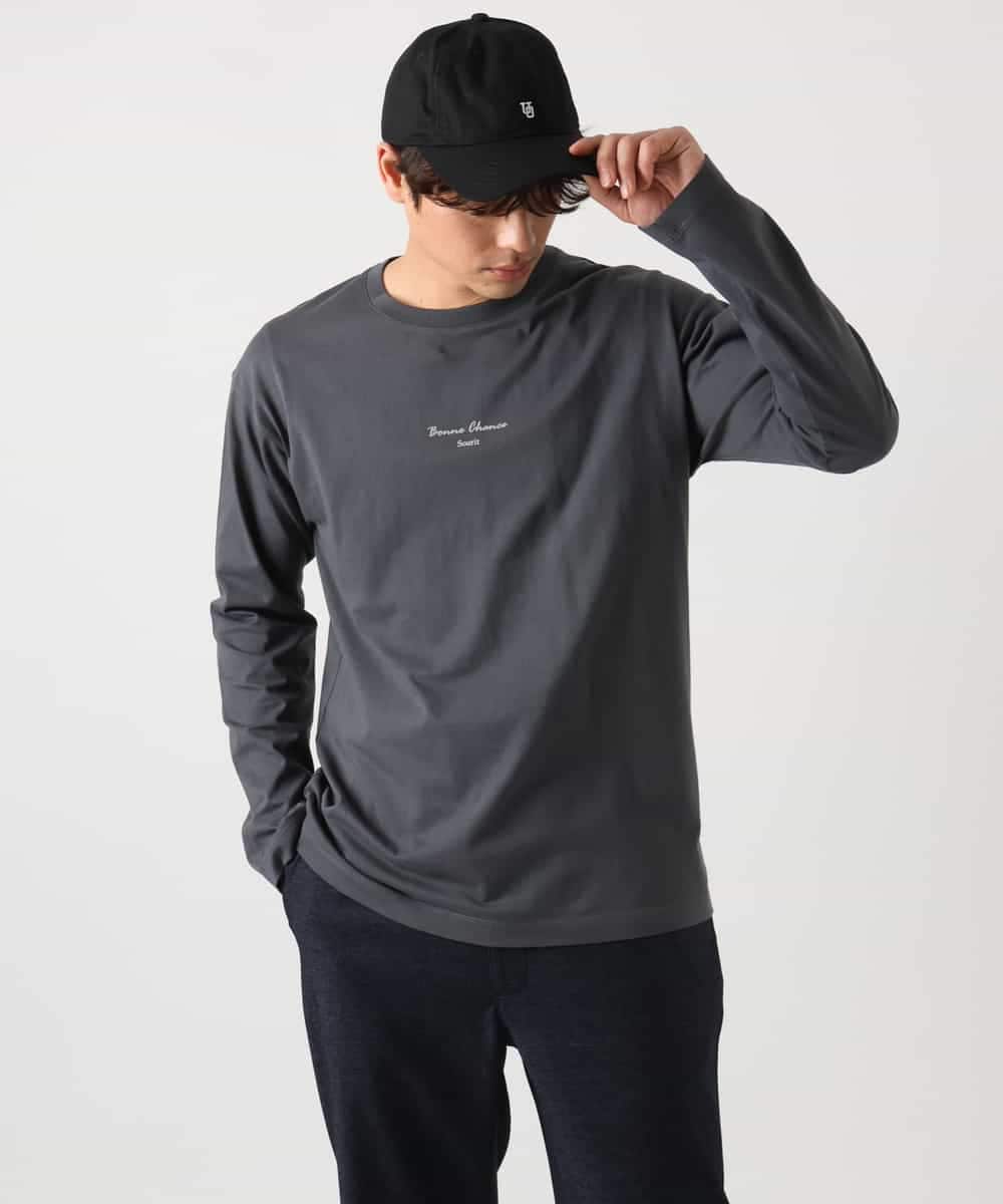 KHKEA07034 a.v.v MEN(アー・ヴェ・ヴェ) 【コットン100％】ミニロゴプリントロングTシャツ ダークグレー