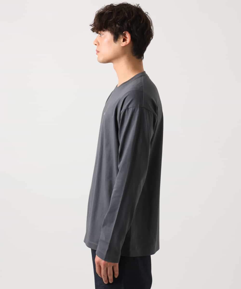 KHKEA07034 a.v.v MEN(アー・ヴェ・ヴェ) 【コットン100％】ミニロゴプリントロングTシャツ ダークグレー