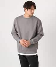 KHKEA09044 a.v.v MEN(アー・ヴェ・ヴェ) 【毛玉になりにくい】幾何柄フクレジャカード クルーネックスウェット グリーン