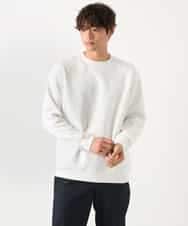 KHKEA09044 a.v.v MEN(アー・ヴェ・ヴェ) 【毛玉になりにくい】幾何柄フクレジャカード クルーネックスウェット グリーン