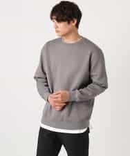 KHKEA09044 a.v.v MEN(アー・ヴェ・ヴェ) 【毛玉になりにくい】幾何柄フクレジャカード クルーネックスウェット グレー