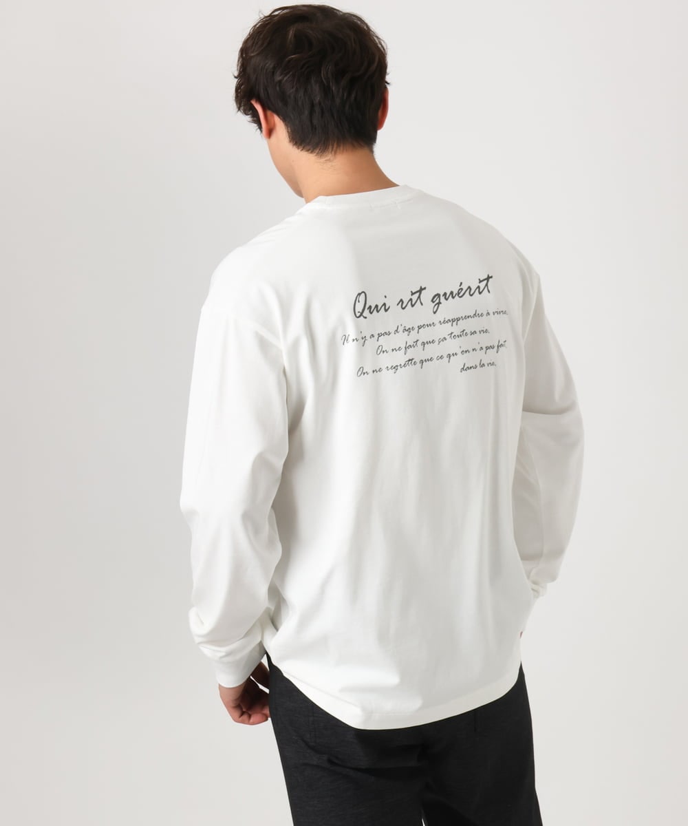 KHKEA10049 a.v.v MEN(アー・ヴェ・ヴェ) 【コットン100％】PARISフォトプリントワイドシルエットロングTシャツ ライトグレー