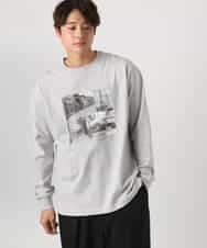 KHKEA10049 a.v.v MEN(アー・ヴェ・ヴェ) 【コットン100％】PARISフォトプリントワイドシルエットロングTシャツ ライトグレー