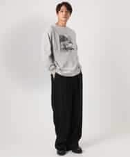KHKEA10049 a.v.v MEN(アー・ヴェ・ヴェ) 【コットン100％】PARISフォトプリントワイドシルエットロングTシャツ ライトグレー