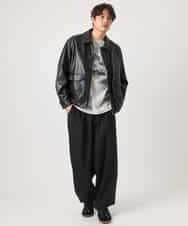 KHKEA10049 a.v.v MEN(アー・ヴェ・ヴェ) 【コットン100％】PARISフォトプリントワイドシルエットロングTシャツ ライトグレー