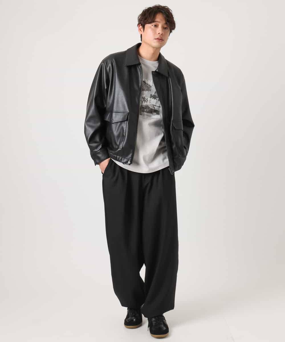 KHKEA10049 a.v.v MEN(アー・ヴェ・ヴェ) 【コットン100％】PARISフォトプリントワイドシルエットロングTシャツ ライトグレー
