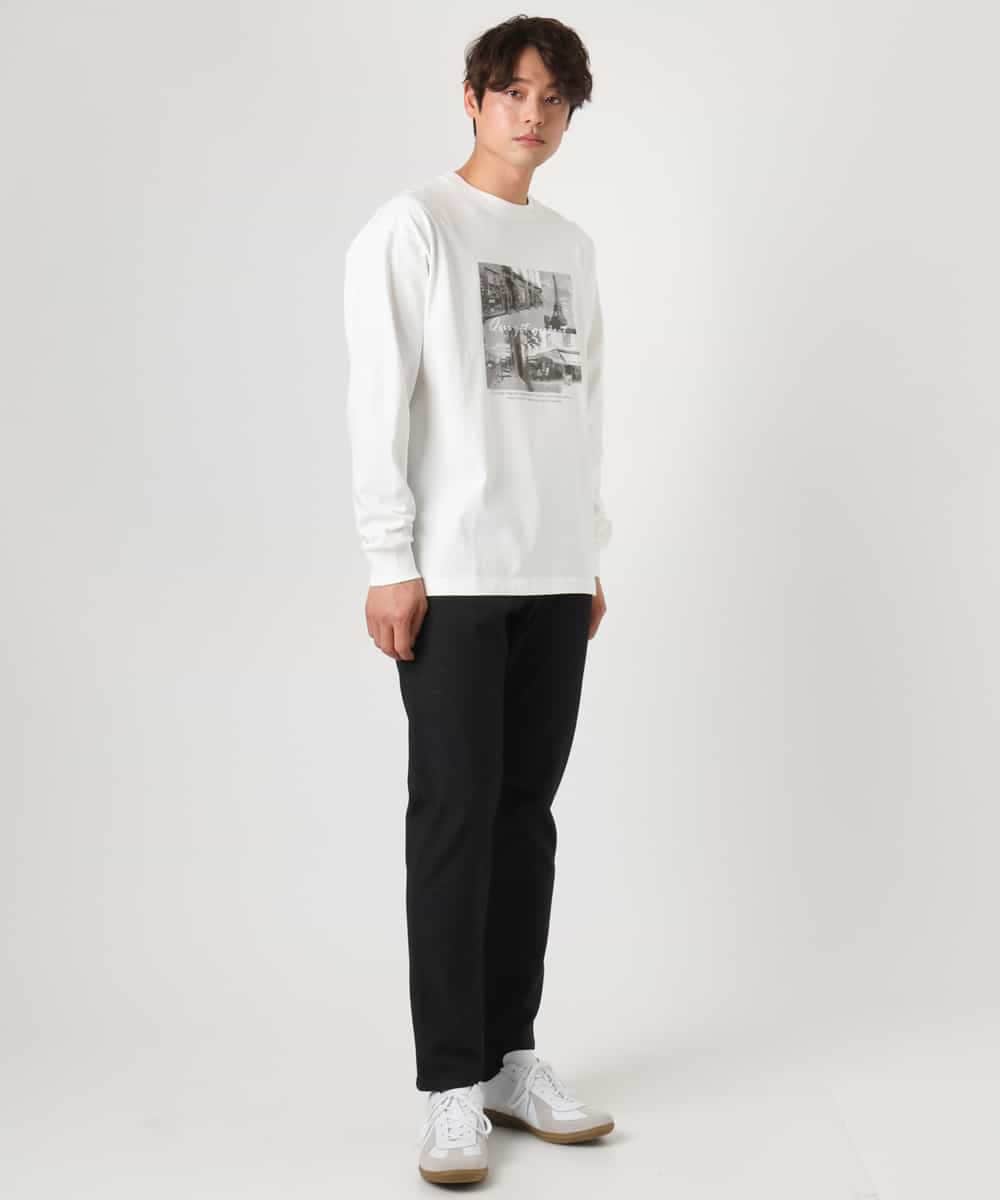 KHKEA10049 a.v.v MEN(アー・ヴェ・ヴェ) 【コットン100％】PARISフォトプリントワイドシルエットロングTシャツ ライトグレー