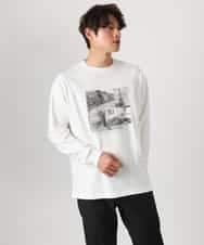 KHKEA10049 a.v.v MEN(アー・ヴェ・ヴェ) 【コットン100％】PARISフォトプリントワイドシルエットロングTシャツ ライトグレー