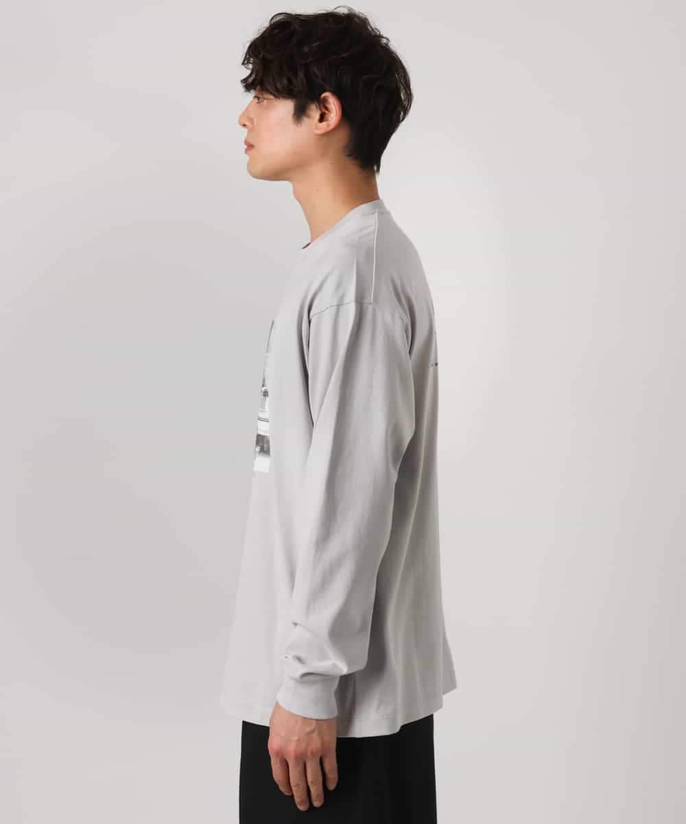 KHKEA10049 a.v.v MEN(アー・ヴェ・ヴェ) 【コットン100％】PARISフォトプリントワイドシルエットロングTシャツ ライトグレー