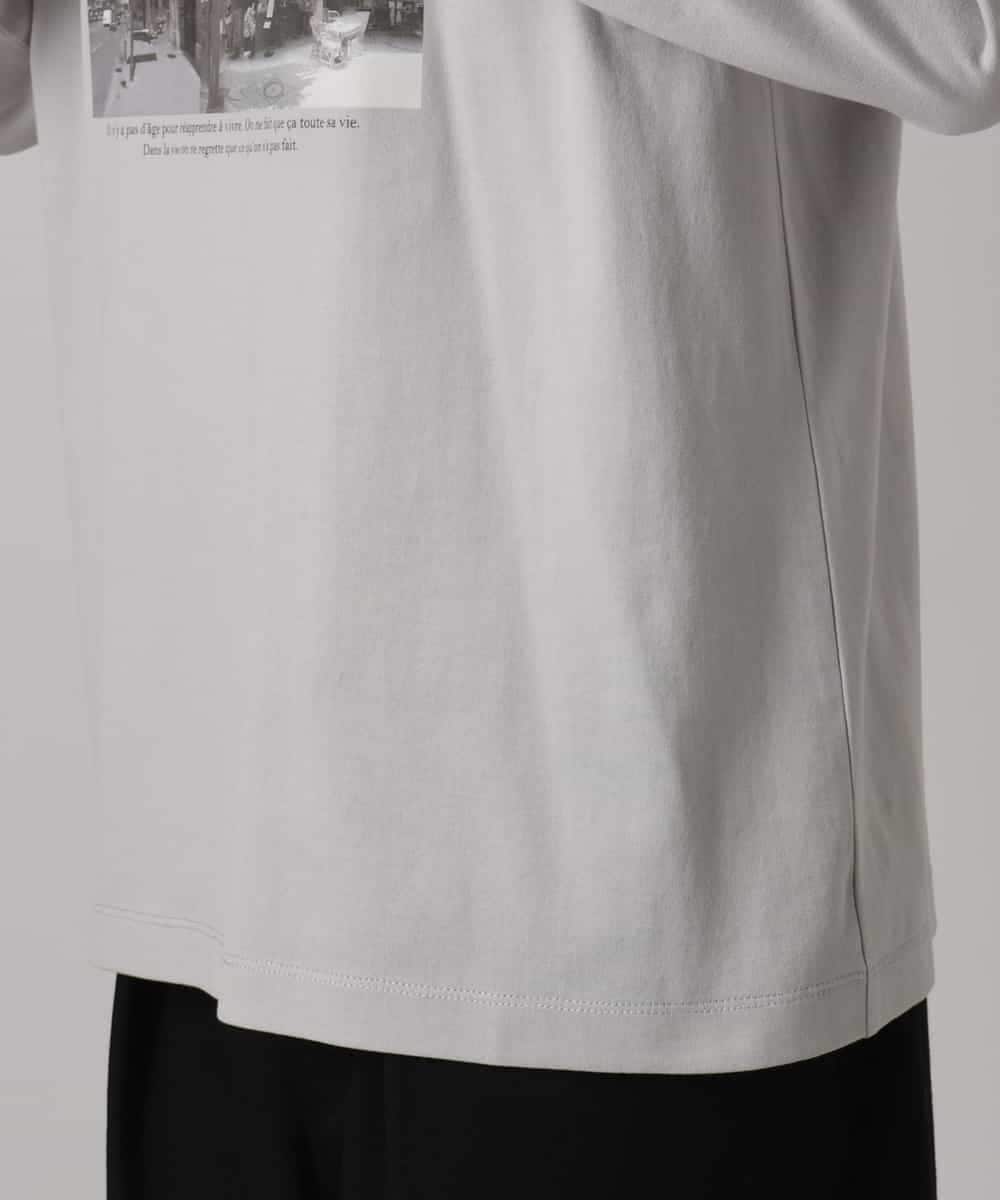 KHKEA10049 a.v.v MEN(アー・ヴェ・ヴェ) 【コットン100％】PARISフォトプリントワイドシルエットロングTシャツ ライトグレー