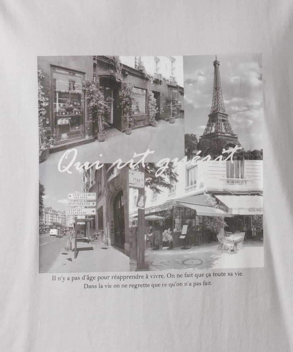 KHKEA10049 a.v.v MEN(アー・ヴェ・ヴェ) 【コットン100％】PARISフォトプリントワイドシルエットロングTシャツ ライトグレー