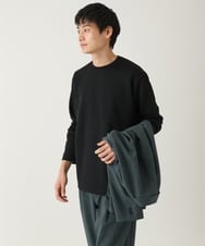 KHKEA21044 a.v.v MEN(アー・ヴェ・ヴェ) 【洗濯機で洗える】幾何柄ジャカードクルーネックプルオーバー(ジャケイン可） ブラック