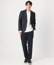 KHKEA21044 a.v.v MEN(アー・ヴェ・ヴェ) 【洗濯機で洗える】幾何柄ジャカードクルーネックプルオーバー(ジャケイン可） ブラック