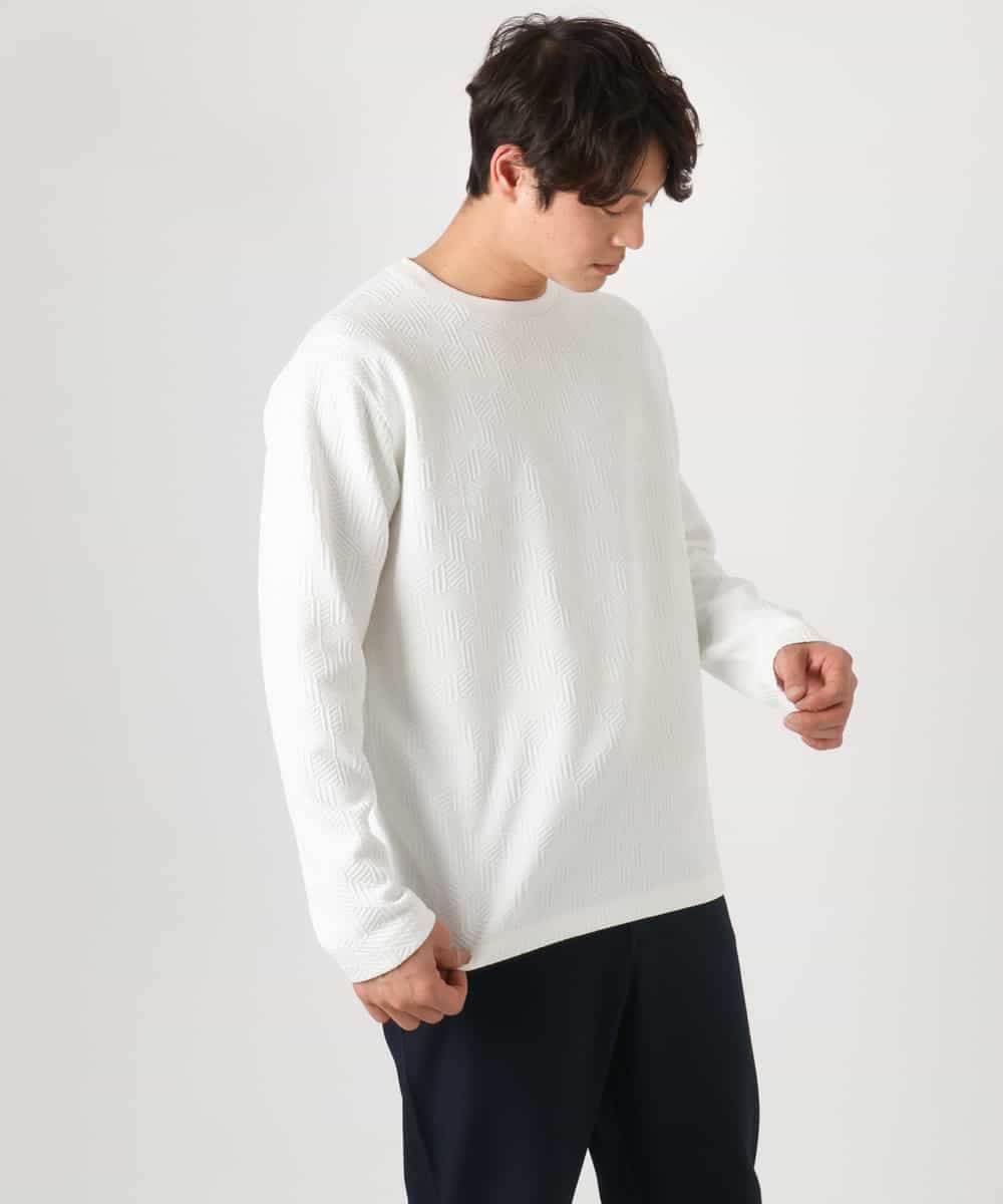 洗濯機で洗える】幾何柄ジャカードクルーネックプルオーバー(ジャケイン可）(カットソー・Tシャツ) | a.v.v  MEN(アー・ヴェ・ヴェ)｜イトキンオンラインストア