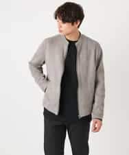 KHKEA21044 a.v.v MEN(アー・ヴェ・ヴェ) 【洗濯機で洗える】幾何柄ジャカードクルーネックプルオーバー(ジャケイン可） ブラック