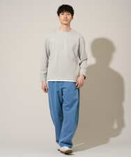 KHKED04049 a.v.v MEN(アー・ヴェ・ヴェ) 【イージーケア/洗濯機で洗える/毛玉になりにくい】変形ヘリンボンフェイクレイヤードカットソー グレー