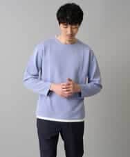 KHKED04049 a.v.v MEN(アー・ヴェ・ヴェ) 【イージーケア/洗濯機で洗える/毛玉になりにくい】変形ヘリンボンフェイクレイヤードカットソー ブルーラベンダー