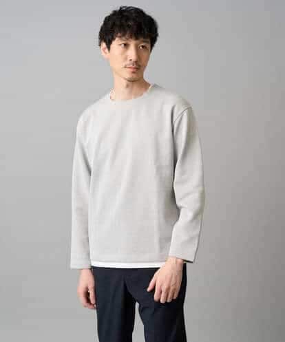 KHKED04049 a.v.v MEN 【イージーケア/洗濯機で洗える/毛玉になりにくい】変形ヘリンボンフェイクレイヤードカットソー