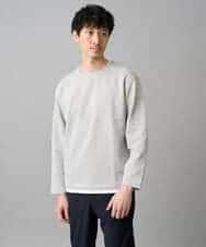 KHKED04049 a.v.v MEN(アー・ヴェ・ヴェ) 【イージーケア/洗濯機で洗える/毛玉になりにくい】変形ヘリンボンフェイクレイヤードカットソー ライトグレー