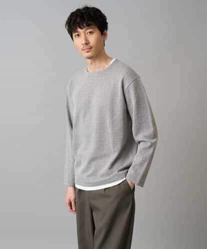 KHKED04049 a.v.v MEN 【イージーケア/洗濯機で洗える/毛玉になりにくい】変形ヘリンボンフェイクレイヤードカットソー