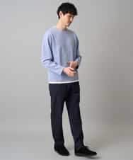 KHKED04049 a.v.v MEN(アー・ヴェ・ヴェ) 【イージーケア/洗濯機で洗える/毛玉になりにくい】変形ヘリンボンフェイクレイヤードカットソー グレー