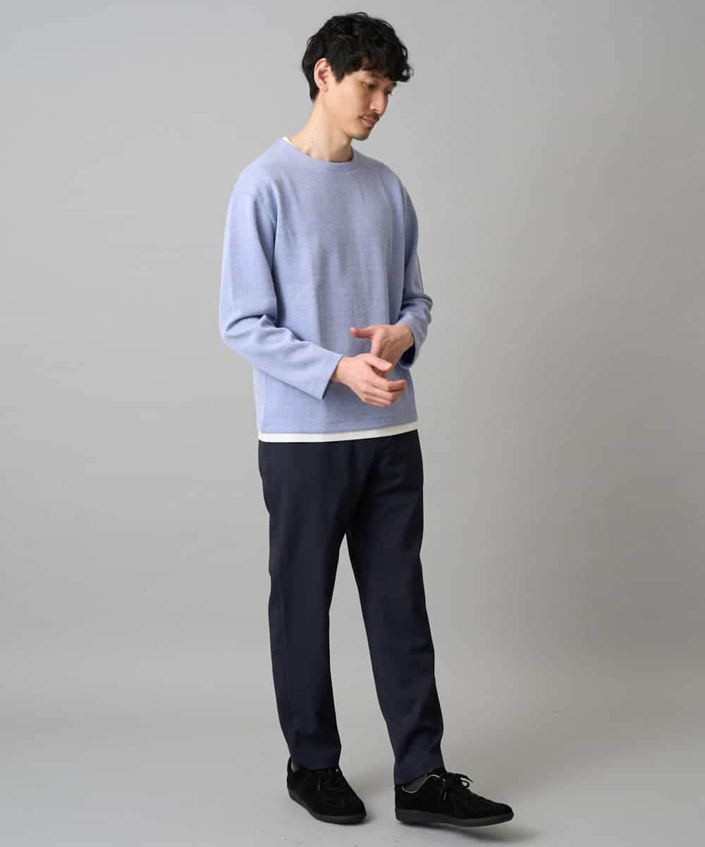 KHKED04049 a.v.v MEN(アー・ヴェ・ヴェ) 【イージーケア/洗濯機で洗える/毛玉になりにくい】変形ヘリンボンフェイクレイヤードカットソー グレー