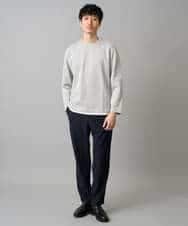 KHKED04049 a.v.v MEN(アー・ヴェ・ヴェ) 【イージーケア/洗濯機で洗える/毛玉になりにくい】変形ヘリンボンフェイクレイヤードカットソー グレー