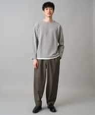 KHKED04049 a.v.v MEN(アー・ヴェ・ヴェ) 【イージーケア/洗濯機で洗える/毛玉になりにくい】変形ヘリンボンフェイクレイヤードカットソー グレー