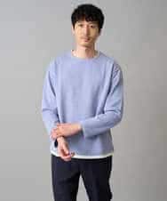 KHKED04049 a.v.v MEN(アー・ヴェ・ヴェ) 【イージーケア/洗濯機で洗える/毛玉になりにくい】変形ヘリンボンフェイクレイヤードカットソー グレー