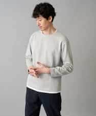 KHKED04049 a.v.v MEN(アー・ヴェ・ヴェ) 【イージーケア/洗濯機で洗える/毛玉になりにくい】変形ヘリンボンフェイクレイヤードカットソー グレー