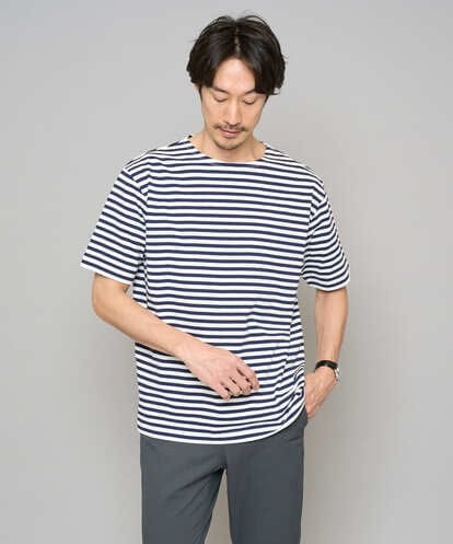 KHKED06049 a.v.v MEN 【洗濯機で洗える】ベーシックボーダーカットソー